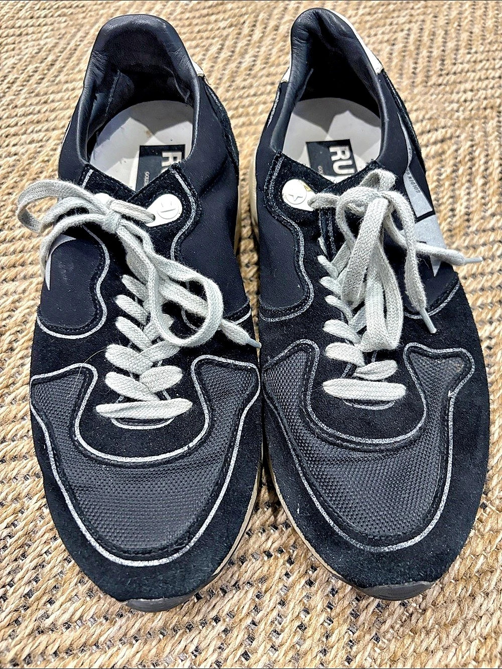 Golden goose Running Color Block Sneakers in Black & White